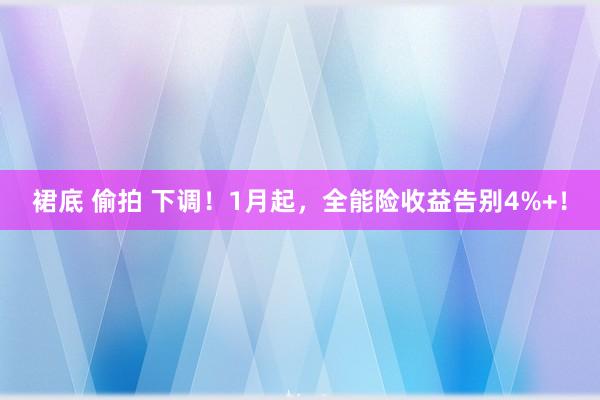 裙底 偷拍 下调！1月起，全能险收益告别4%+！