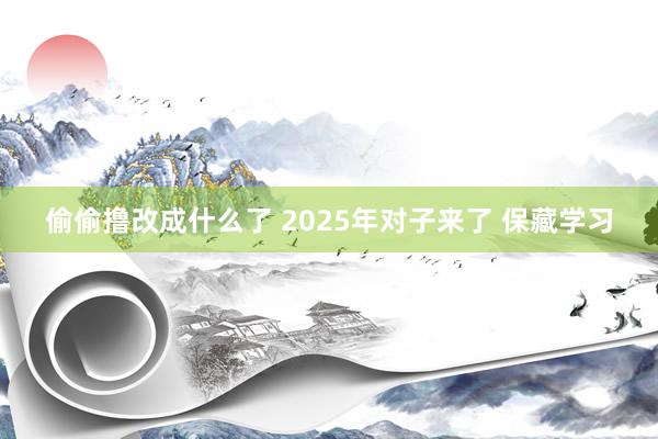 偷偷撸改成什么了 2025年对子来了 保藏学习