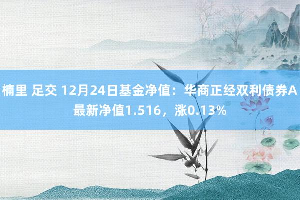 楠里 足交 12月24日基金净值：华商正经双利债券A最新净值1.516，涨0.13%