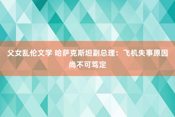 父女乱伦文学 哈萨克斯坦副总理：飞机失事原因尚不可笃定