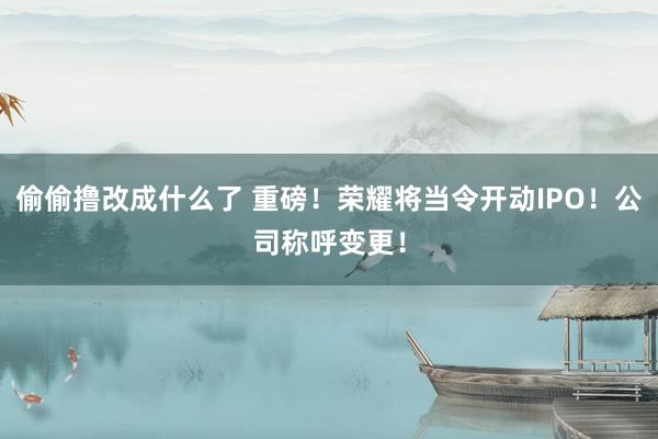 偷偷撸改成什么了 重磅！荣耀将当令开动IPO！公司称呼变更！