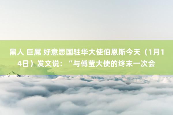 黑人 巨屌 好意思国驻华大使伯恩斯今天（1月14日）发文说：“与傅莹大使的终末一次会